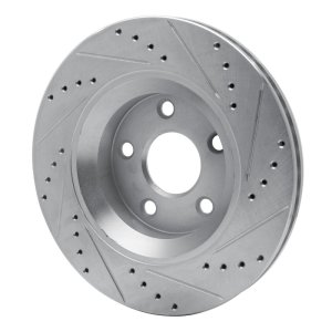 Jeep Wrangler Brake Rotor (1) - Front Left - R1 Concepts - Drilled & Slotted - Silver - `12-`18